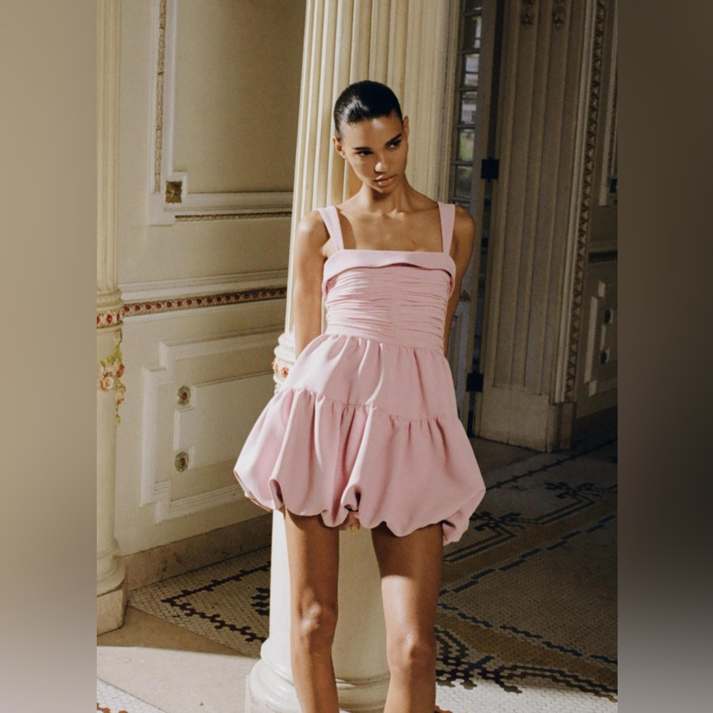 NWT ZARA DRAPED BALLOON MINI DRESS - Picture 9 of 11